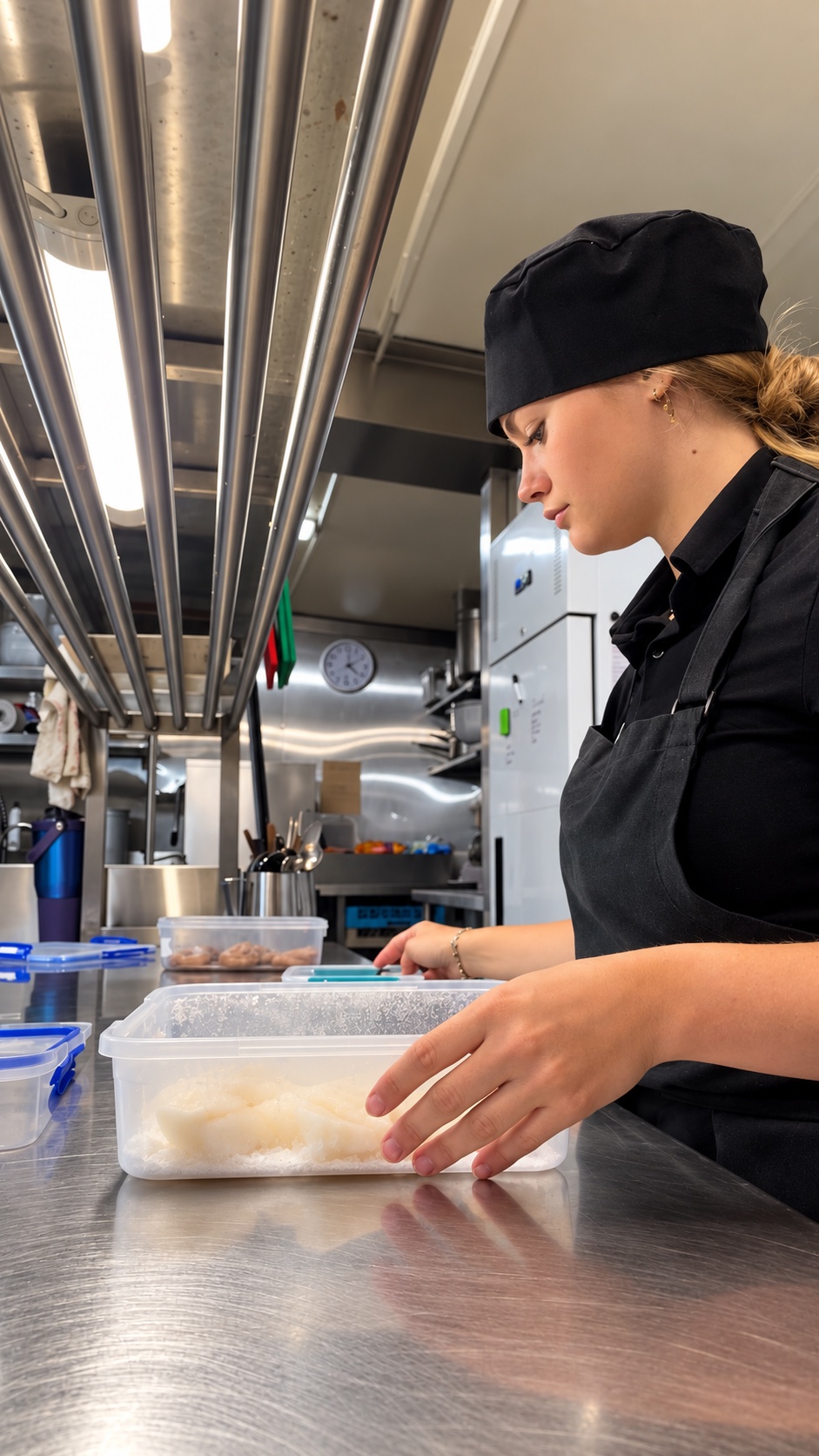 Lou Szamveber en cuisine pendant une préparation